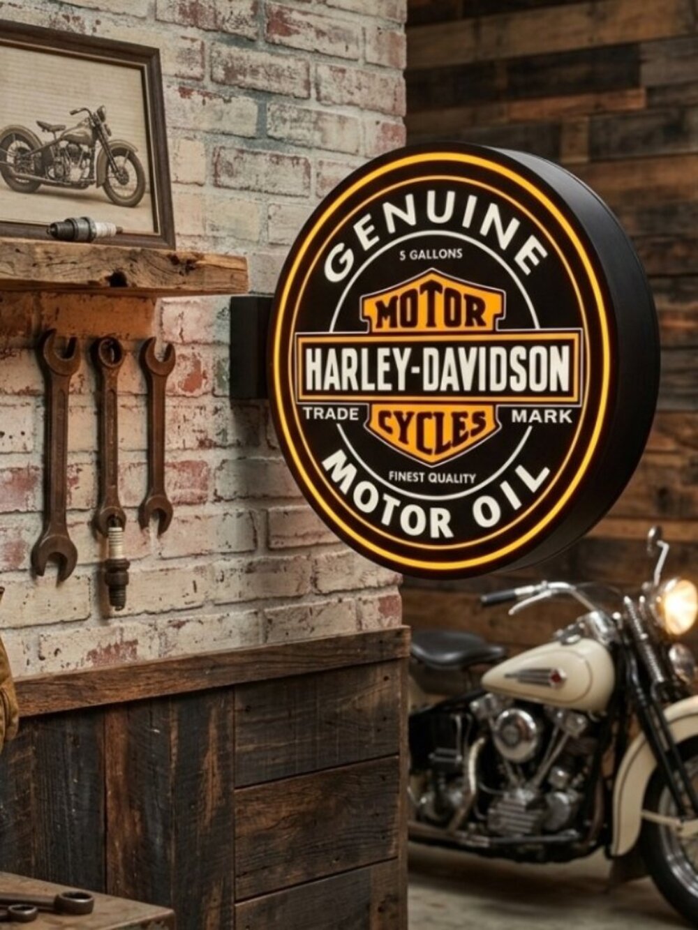 Harley-Davidson Genuine Motor Oil Double-Sided LED Lightbox Sign